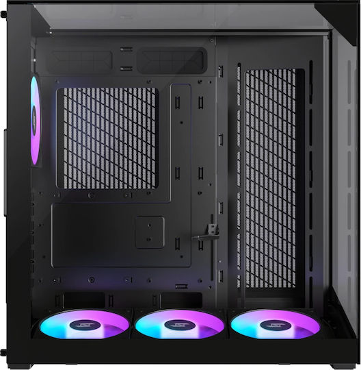 GameMax NEX C56 VC WH Gaming Midi-Turm Computergehäuse mit Seitenfenster Schwarz