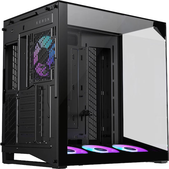 GameMax NEX C56 VC WH Gaming Midi-Turm Computergehäuse mit Seitenfenster Schwarz