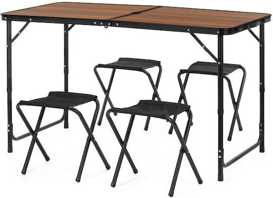 Set Masă Din Aluminiu Pentru Camping Pliabil În Valiză 120x60x71cm Maro