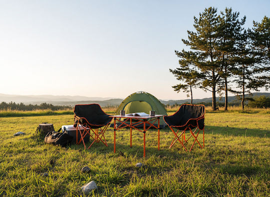 Set masă Oțel pentru Camping Pliabil 55x47x66cm Negru