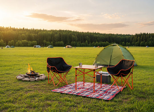 Set masă Oțel pentru Camping Pliabil 55x47x66cm Negru