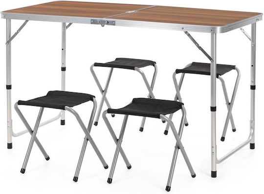 Set Masă Din Aluminiu Pentru Camping Pliabil În Valiză 120x60x71cm Argintiu