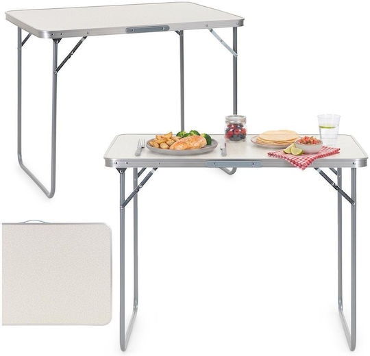 Masă Din Aluminiu Pentru Camping Pliabilă 90x60x70cm Alb