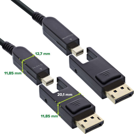 InLine Кабел DisplayPort мъжки - DisplayPort мъжки 15 m Черен