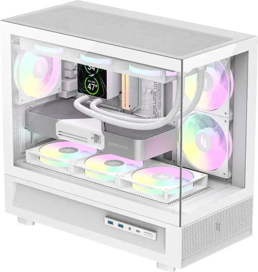 GameMax NEX C31 Gaming Mini Tower Carcasă PC cu Deschidere Laterală și Iluminare ARGB Albă
