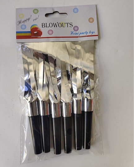 Set 6 Fluierături cu ciucuri Flippy Plastic Argintii