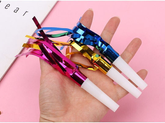 Set 6 Fluierături de petrecere cu ciucuri Flippy Plastic Multicolor