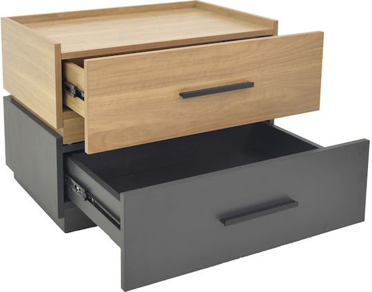 Sonlen Wooden Bedside Table Beige 60x40x44.5cm