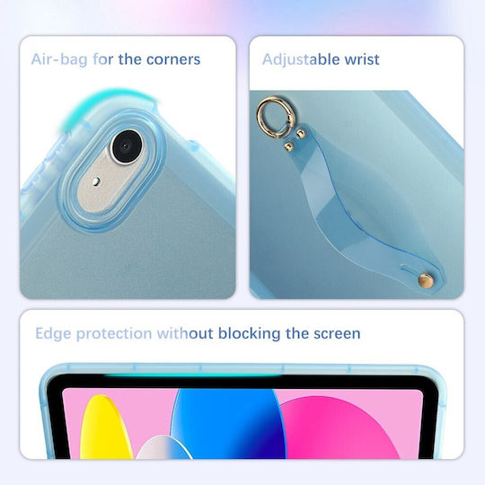 Silikon Hülle Mit Armband Für Handgelenk Halbdurchsichtig Hellblau Apple iPad 10,9" (2022) / iPad 11" (2025)
