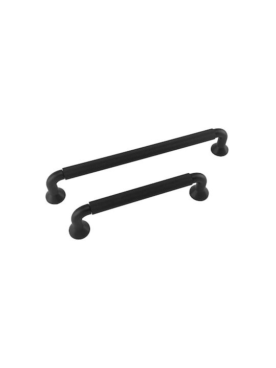 Gtv Möbelgriff aus Metall Schwarz mit Lochabstände 128mm UA-STRUCTURE-128-20M