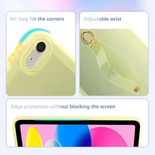 Silikon Hülle Armband Handgelenk Halbdurchsichtig Gelb Apple iPad 10,9" (2022) / iPad 11" (2025)
