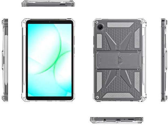 Silikon Hülle Stand Halterung Stiftaufnahme Transparent Samsung Galaxy Tab A9+/Tab A11+