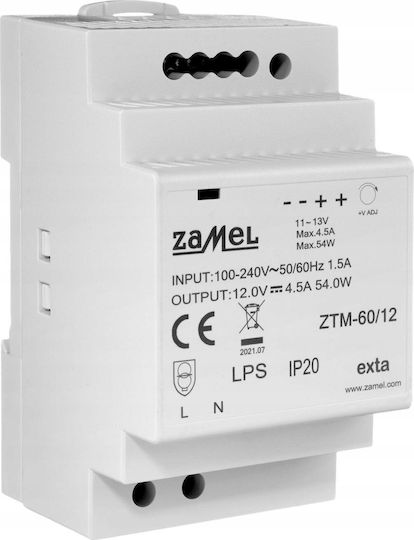 Zamel Sursă De Alimentare Din Rail Cu Ieșire 12V Și Putere 60W