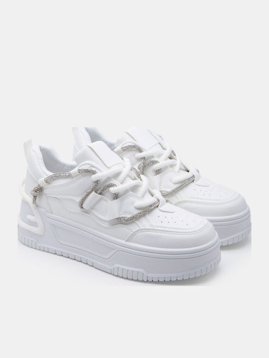 Damen Flatforms Sneakers Weiß