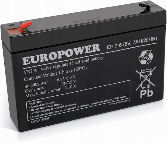 Europower CSSB UPS-Batterie mit Gewicht 7Ah und Spannung 6V