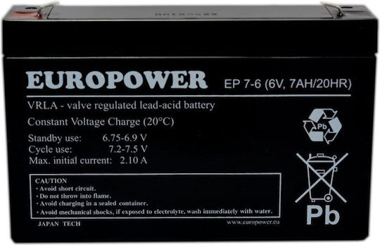 Europower CSSB UPS-Batterie mit Gewicht 7Ah und Spannung 6V
