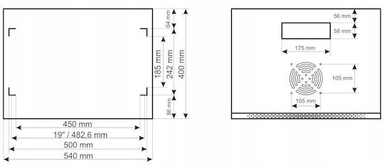 Pulsar Wandmontierter Rack-Schränke 6U 54x40cm Graue RWA654-G