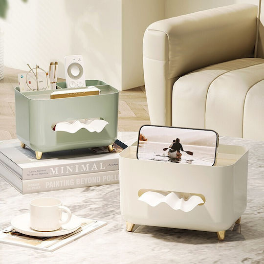Napkin Holder Flippy Multifunctional Box Minimalist Design Abs Personal Items Holder Office 21x15x13 Cm Cream