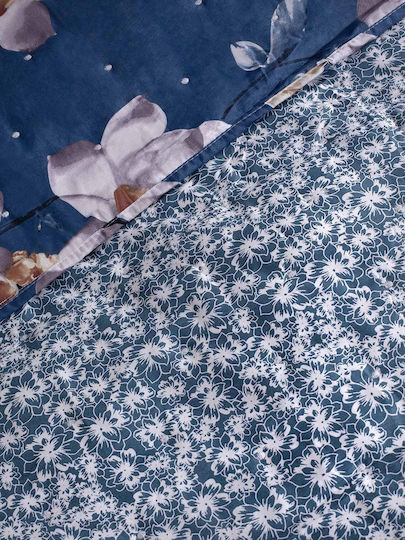 Aigaion Module Paturi & Cuverturi Pat Single Albastru Floral 160x230cm 2 Bucăți
