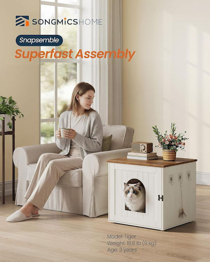 Songmics Τουαλέτα Γάτας Λευκό Μ55 x Π50 x Υ50cm