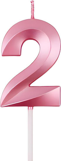 Number 2 Candle Flippy Diamond Model 5 X 3.4 Cm Pink