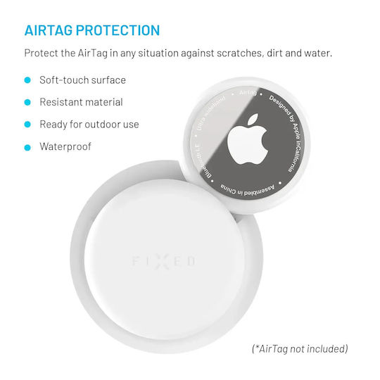 Fixed Silky Sticker Pro Selbstklebende Silikon-Schlüsselbund-Etui Für Apple AirTag 2 Stück Weiße