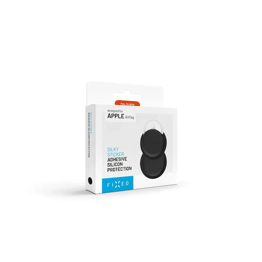 Fixed Fixed Seidige Silikon Selbstklebende Hülle Sticker Apple Airtag Doppelpack Schwarz