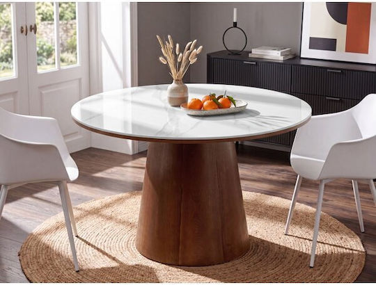 Berwyn 3500 Round Dining Table Extendable White Marble Berwyn 3500 Round Dining Table Extendable White Marble