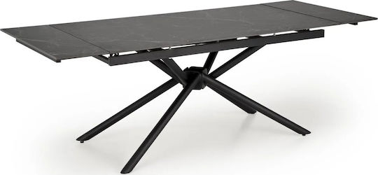 Vitorino Esstisch Ausziehbar Mit Marmoroberfläche Schwarz 160(+60)×90×75cm