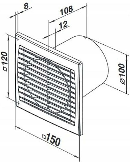 Ventika Industrieller Ventilator Axial Luftkanal Durchmesser 100mm