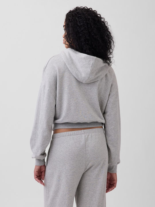 Lange Sweatshirt für Damen French Terry mit Kapuze Grau
