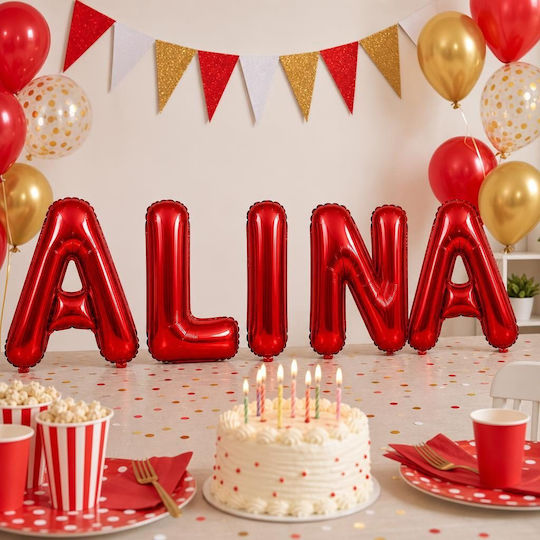 Set 5 Red Foil Balloons 40cm