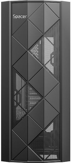 Spacer Infinity Gaming Midi-Turm Computergehäuse mit Seitenfenster Schwarz