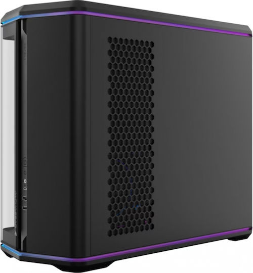 AlphaGear Nebula Gaming Midi-Turm Computergehäuse mit Seitenfenster und ARGB-Beleuchtung Schwarz