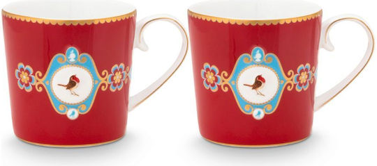 PiP Studio Love Birds Medallion Червена Порцеланова Чаша 190 мл 2 Бройки