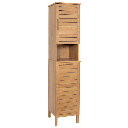 Eurocasa Банска Колона Mdf Кош За Мръсни Дрехи 1 Външна Рафт 2 Вътрешни Рафта 38x36x173см Кафява 9748