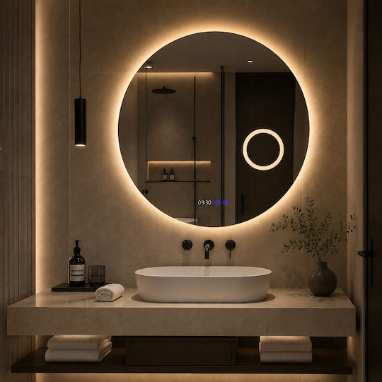 Futura F-7070 Μεγεθυντικός Στρογγυλός Led Αφής 70x70cm Λευκός