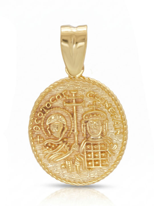 Kiriakos Gofas Kinder Amulette Kinderschutz Anhänger mit Kette Konstantin-Münze aus Gold 9K KN620