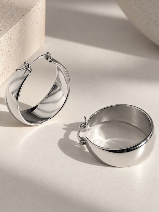 Bold Arch Silver Chunky Earrings Silver Large Hoops Stainless Steel
