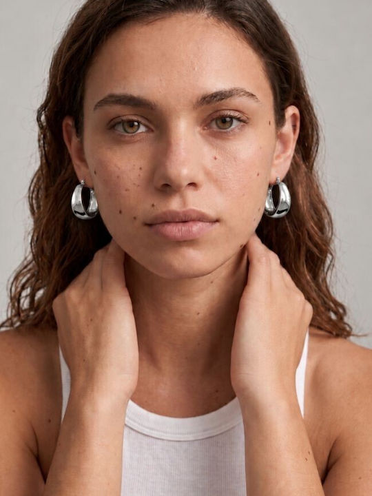 Bold Arch Silver Chunky Earrings Silver Large Hoops Stainless Steel