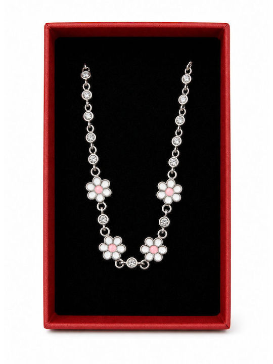 Brățară Copii Jolie 925 Argint Model Floare Piatră Email Zirconiu 21 Cm/4.4g Argintiu Alb Brățară Copii Jolie 925 Argint Model Floare Piatră Email Zirconiu 21 Cm/4.4g Argintiu Alb