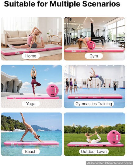 Vevor AirTrack Artistic Gymnastics Exercise Mat Pink