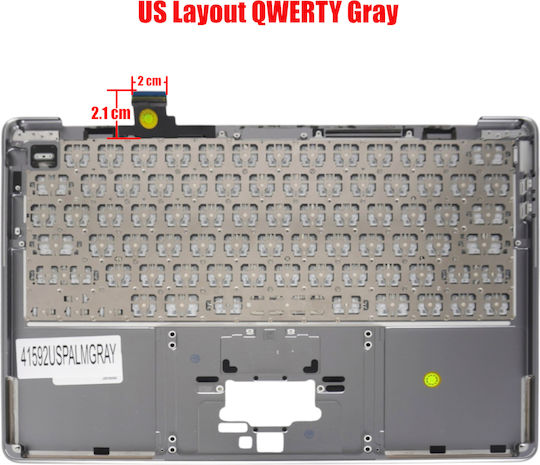 Tastatură Laptop Keyboard Palmrest Apple MacBook Air 13" M3 A3113 Early 2024 Emc 8611 661-40229 661-40228 661-40227 661-40229 661-40230 US Gri Κωδ.41592uspalmgray