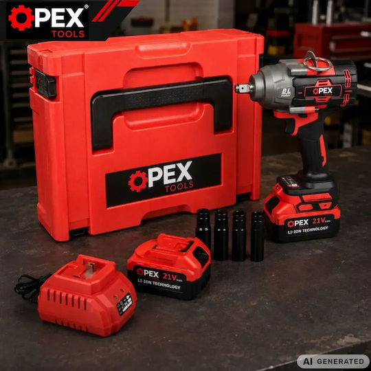 Opex Tools OPX28039 Безчетков Гайковерт На Батерия 21V 2x3Ah със Захват 1/2"