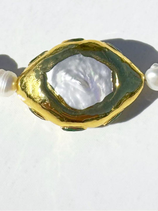 Kaleido Necklace with Green Pearls