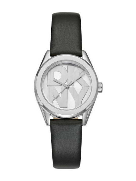 DKNY Logo Set Womens Battery Watch with Black Leather Strap DKNY Logo Set Womens Battery Watch with Black Leather Strap