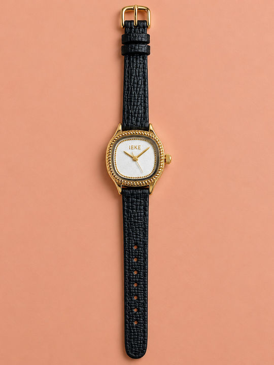 Womens Battery Watch With Leather Strap Gold White Black