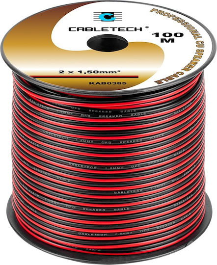 Καλώδιο Ηχείων Premium Χαλκό 2x1,5 Mm² Κόκκινο Μαύρο Καρούλι 100 M