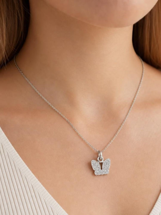 Charm Пеперуда от Сребро със Зиркон