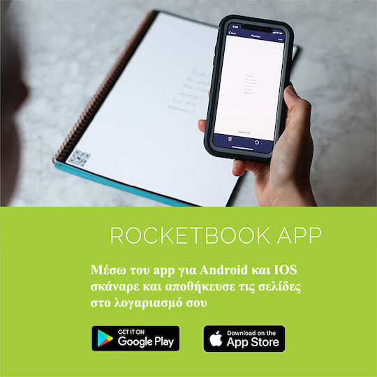 Rocketbook Caiet A4 cu Pagini Albe cu Suport Pentru Pixuri Verde